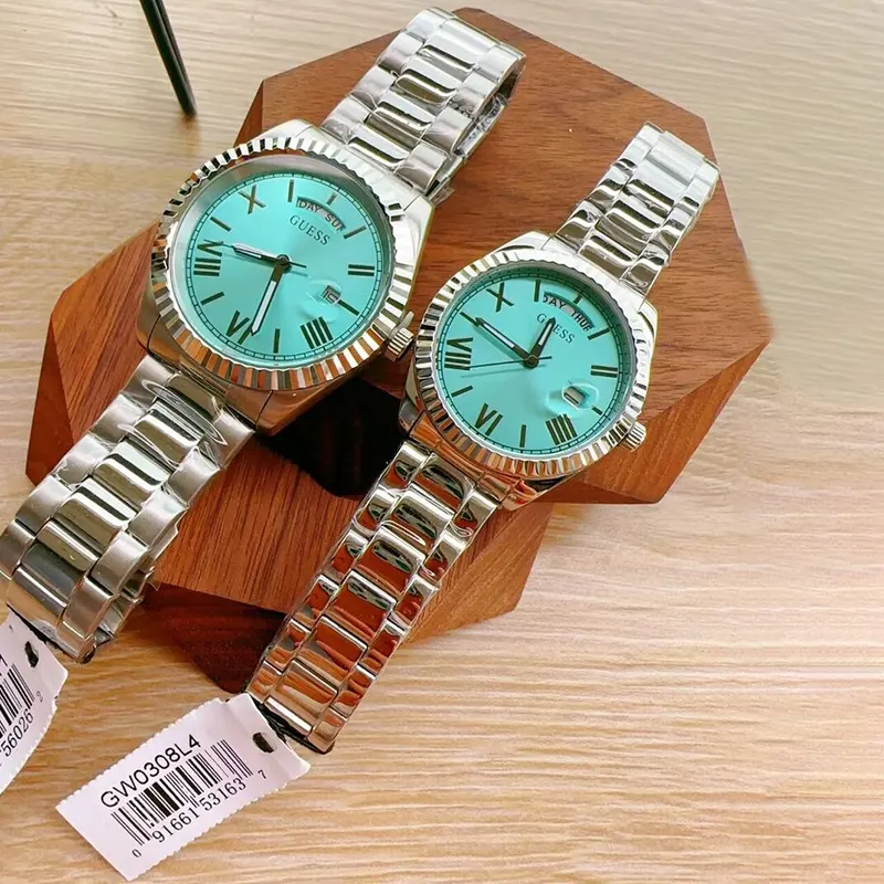 Guess Connoisseur Quartz Aqua Blue Couple Watch- GW0265G11/GW0308L4